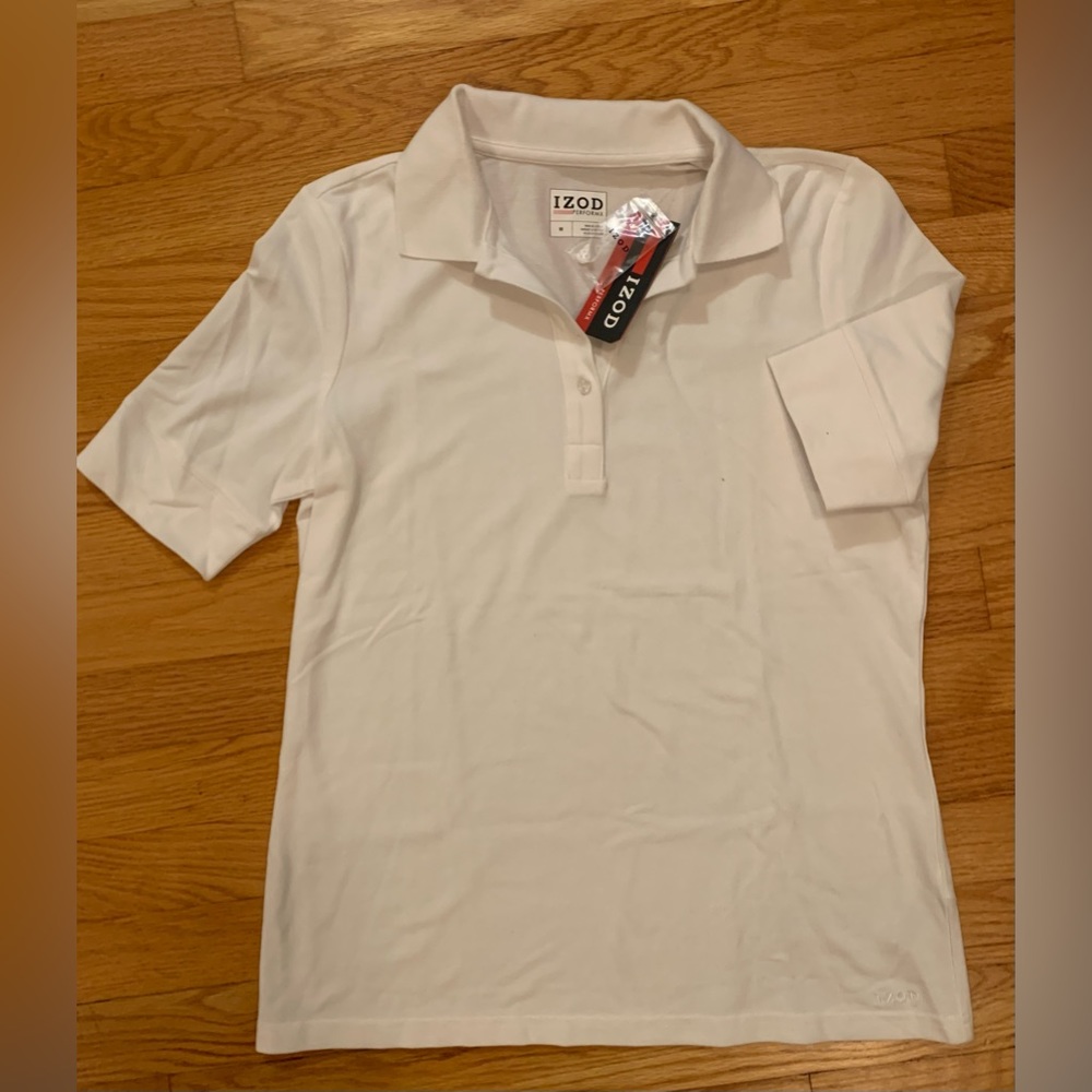 Izod Performx Womens White Polo Shirt Size Med (NWT)